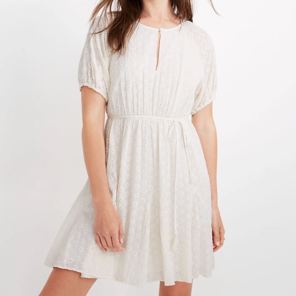 Madewell Eyelet Tassel-Tie Mini Dress